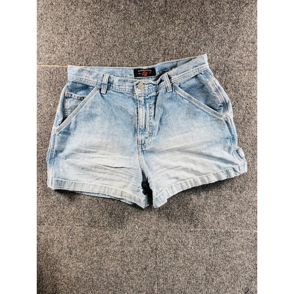 American Eagle Dungaree Short Women 8 Light Wash Y2K 90s Vintage Carpenter Denim